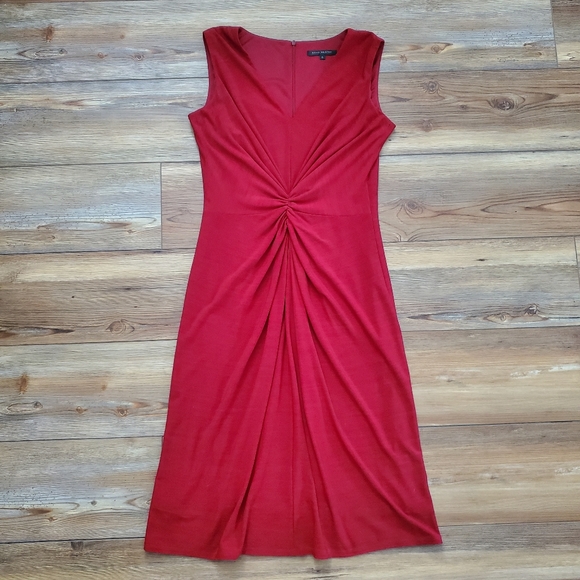 David Meister Dress Women's 6 Red Sleeveless V-Neck Twist Front - Picture 2 of 6
